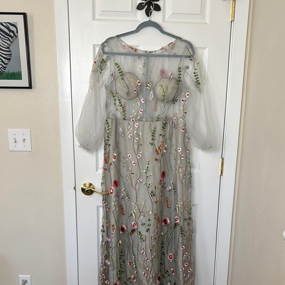 Floral Embroidered Sheer Statement Dress for Festival Prom Party Size 12 - Picture 1 of 14